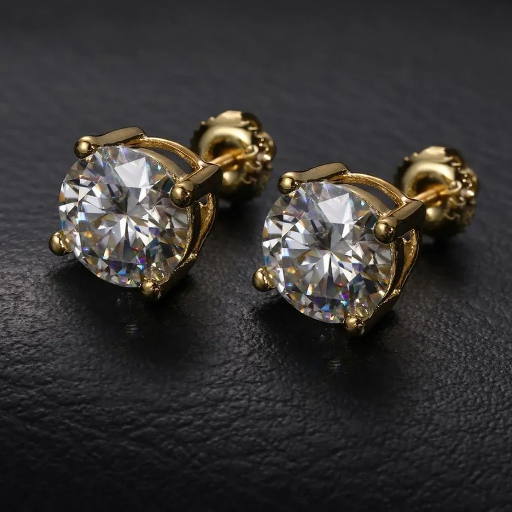 Certified 6ct. t.w. Moissanite Diamond Round Stud Earrings NEW